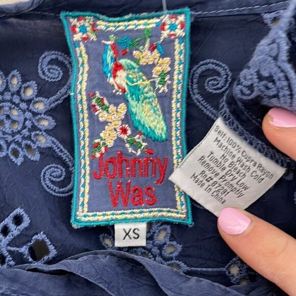 Johnny Was Lace Poncho Top Blue Size X Small XS - Picture 12 of 14